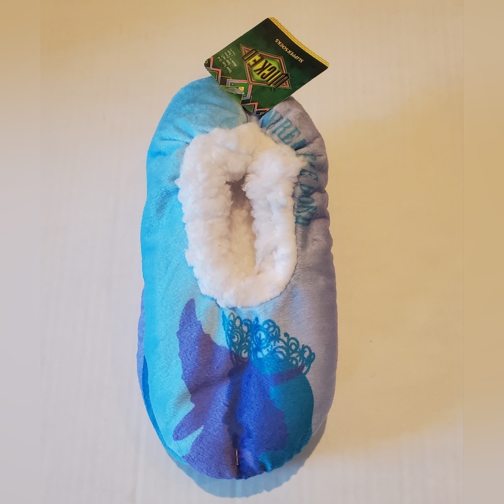 Wicked Kids Cozy Slipper Socks Blue & Purple Sz M/L 13-4